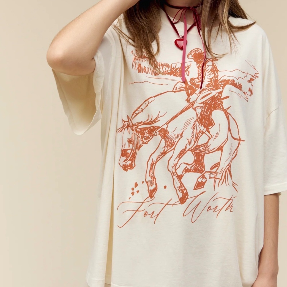 Free People Fort Worth Daydreamer OS Tee, off white